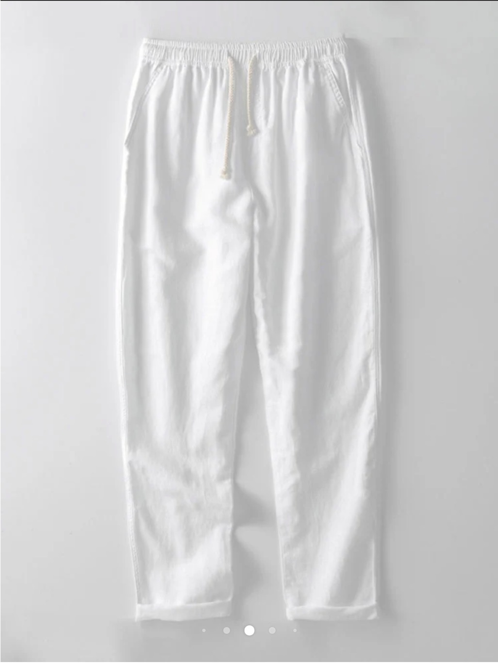 Men's White Drawstring Casual Pants